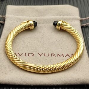 💎 DAVID YURMAN 7mm Black Diamond 5-Row Pavé Gold Bracelet